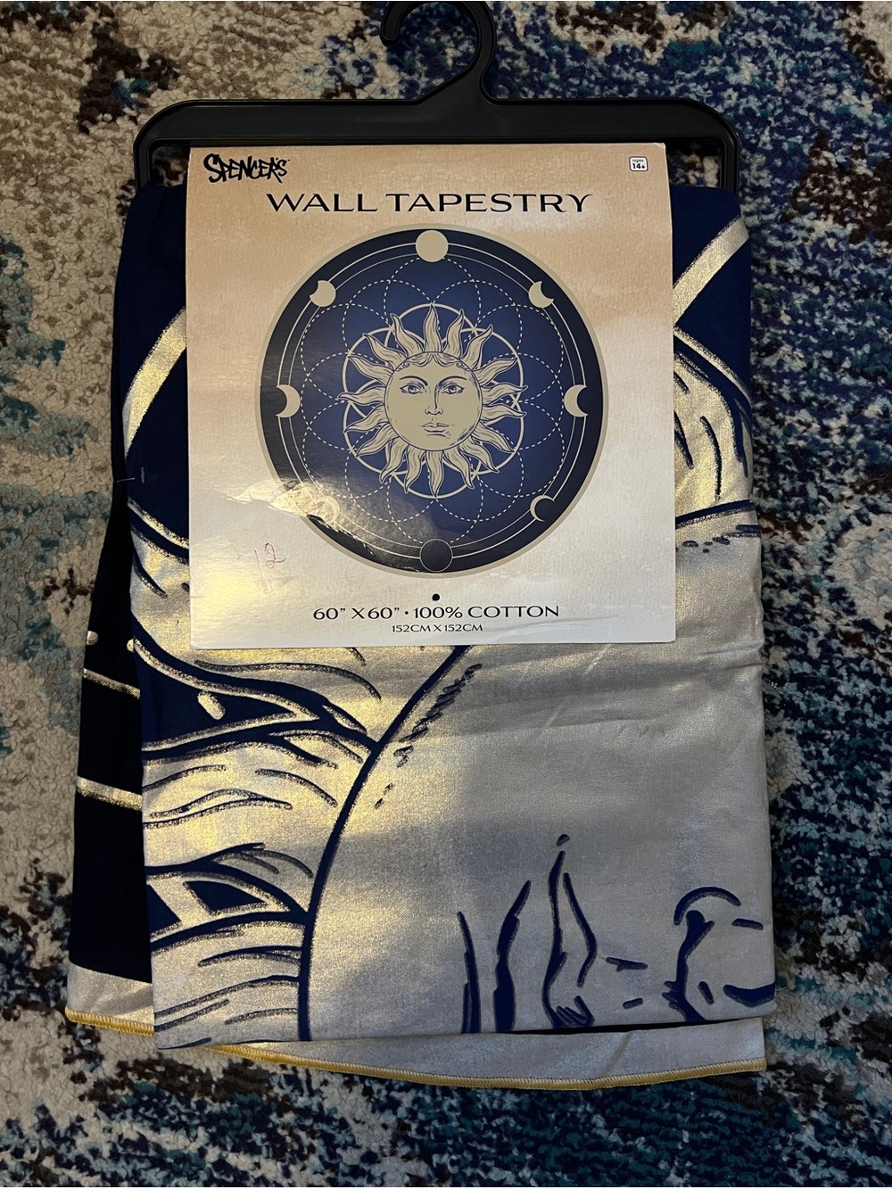 Spencer's Navy and Silver Sun Wall Tapestry